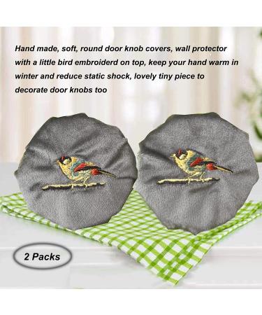 PANSHA Door Knob Cover Grey with Bird Embroidered 2 PCS  Soft Velvet Wall Protector  Decorative Door Handle Cover for Summer Anti Scald and Winter Anti Freeze Hands Gray - Buy Online on GoSupps.com