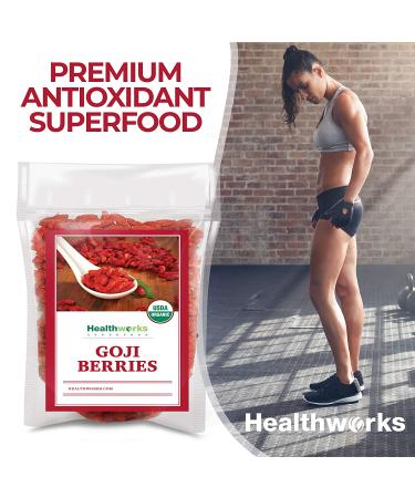 Healthworks Raw Goji Berries - 16oz | Certified Organic, Keto, Vegan & Non-GMO Superfood for Baking, Teas & Smoothies - Buy Online on GoSupps.com