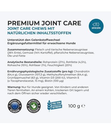 Anicare Premium Joint Care Chews for Dogs | Glucosamine Chondroitin MSM & Green Lipped Mussel - Top Choice for Joint Health - Buy Online on GoSupps.com