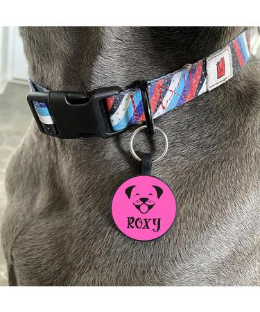 Dog Tag Personalised Dog Name Tag Custom Dog ID Tag Dog Tags for Pets Engraved Silicone Dog Tag for Cat Pet Dog Puppy Personalised Dog Collar for Cats Dogs (Pink Round) - Buy Online on GoSupps.com