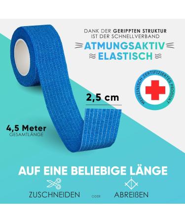 Self-Adhering Finger Pavement Roll - 4x Elastic Bandage Tape (Blue & Skin Color) 2.5cm x 4.5m | Waterproof Dust & Dirt Resistant | 4-Piece Set for Easy Repairs - Buy Online on GoSupps.com