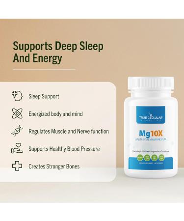 True Cellular Formulas Mg10X Multi-System Magnesium | Supplement to Support Sleep - 60 Capsules | Enhanced Sleep Immune System & Metabolic Support | Includes Magnesium Glycinate Citrate and More - Buy Online on GoSupps.com
