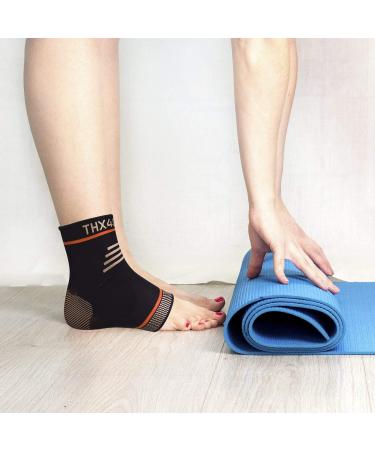 THX4COPPER Compression Ankle Brace - Silicone Ankle Sleeve for Pain Relief from Plantar Fasciitis & Achilles Tendonitis | Reduce Foot Swelling - Medium Size - Buy Online on GoSupps.com