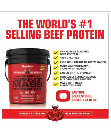 MuscleMeds Carnivor Mass Chocolate Big Steer 15lb Bucket - High-Quality Protein Supplement - Buy Online on GoSupps.com