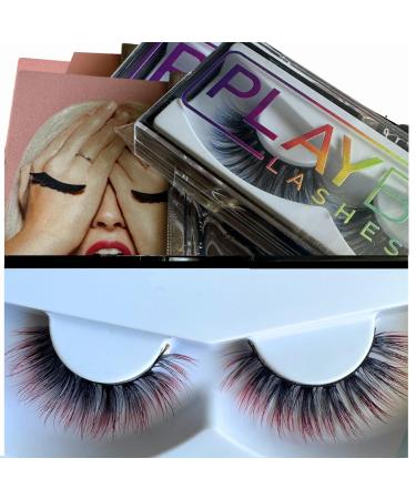 Playbox 3D Faux Mink Ombre Lashes Easy To Apply Reusable Wispies Lightweight Fluffy Cruelty-Free Colored Strip Lashes Fluffy Volume 5 Styles 1 Pair Neverland