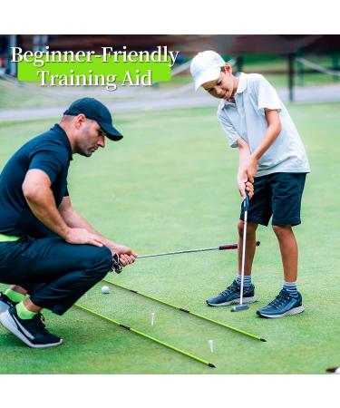 MoKo Golf Alignment Stick Set - 48 Collapsible Rods for Aiming, Putting & Posture - Golf Training Aid with Tube Case - Green - Buy Online on GoSupps.com