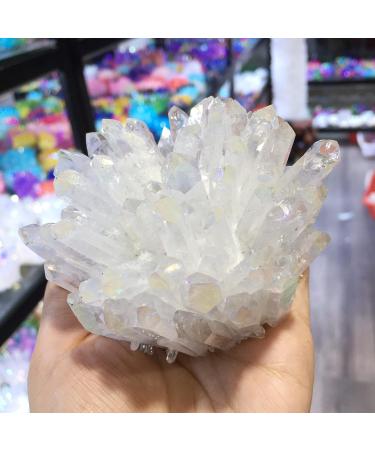 Natural Quartz Crystal Natural White Angel Crystal Cluster Electroplating Titanium Coating Quartz Cluster Stone Home Office Decor ningxiao 500-600g - Buy Online on GoSupps.com