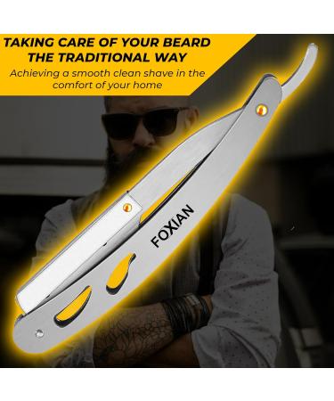 Foxian Straight Razor - High-Quality Stainless Steel Beard Knife for Precise Wet Shaving | Extra Sharp Barber Razor - Buy Online on GoSupps.com