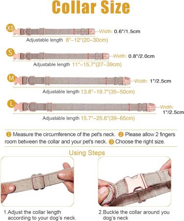 Rose Gold Dog Collar and Lead(2m) Set | Exceptionally Elegant & Adjustable | 3 Adjustable Lengths Dog Leash | Soft and Easy to Clean L(15.7"-25.6") Beige - Buy Online on GoSupps.com