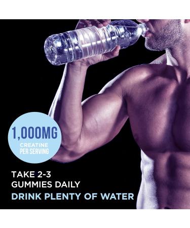 Vegan Creatine Gummies 1000mg - Non-GMO Monohydrate Chewables for Strength Muscle & Endurance - Blue Raspberry Flavor 90 Count - Buy Online on GoSupps.com