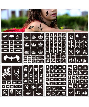 262pcs Kids Temporary Tattoo Stencils Kit - Reusable Face & Body Paint Designs for Girl Boy School Show, Birthdays, Halloween & Christmas Parties - Buy Online on GoSupps.com