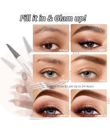 3D Microblading Eyebrow Pencil with 4 Fork Tip 2024 New Magic Eyebrow Pencil Contouring Pen Natural Makeup Fine Stroke Long-Lasting Waterproof Eyebrow Pencil Stay on All Day (4PCS-Mix) - Buy Online on GoSupps.com