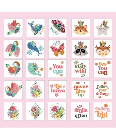 Kids Temporary Tattoos - Made in Europe Hypoallergenic   Pre-Cut  50 Pcs Original Kid Tattoos  Designs with Sea World  Butterflies  Animals  Flowers  Motivational Words - Gift Tattoos for Boys and Girls - Buy Online on GoSupps.com