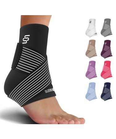 Sleeve Stars Ankle Brace for Plantar Fasciitis Relief, Ankle Support for Women & Men, Ankle Wrap w/ Support Strap for Sprain, Heel Brace for Heel Pain, Foot & Heel Protectors Compression (Single/Black) 1 Black