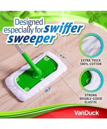 VanDuck Reusable 100% Cotton Mop Pads for Swiffer Sweeper Mops (2-Pack) - Washable Wet Dry Mop Pads - 2 Count - White - Buy Online on GoSupps.com