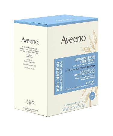 Aveeno Soothing Bath Treatment with 100% Natural Colloidal Oatmeal - Relief for Dry, Itchy Skin from Poison Ivy, Eczema, Sunburn, Rash, Insect Bites & Hives - 8 ct - Buy Online on GoSupps.com