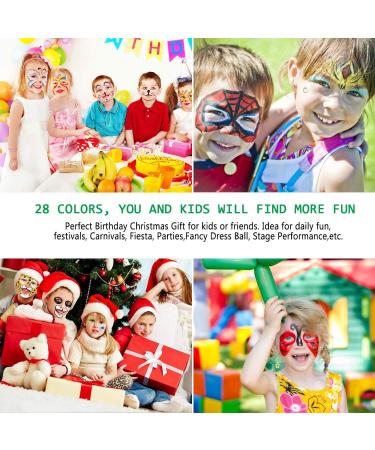 URAQT Face Paint Crayons - 28 Colors Non-toxic Body Painting Kit for Kids, Halloween Makeup, Christmas Party - Safe & Easy to Use - Buy Online on GoSupps.com