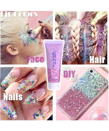 DAGEDA Body Glitter Gel 50ml (Gold) - Holographic Festival Makeup for Face, Hair, Nails - Liquid Eyeshadow & Chunky Glitter Sequins - Buy Online on GoSupps.com