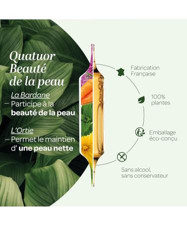 SUPERDIET - ORGANIC SKIN BEAUTY QUARTET - Burdock Nettle Dandelion Carrot -Phytotherapy -Made in France - 20 ampoules of 15 ml - Buy Online on GoSupps.com