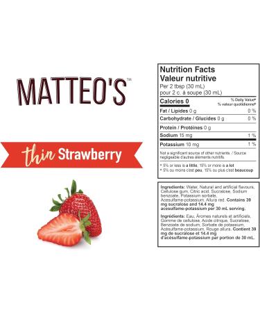 Matteo's Sugar-Free Fruit Syrup Sweeteners for all types of Beverages- for Pastry Dessert Kitchen Restaurant and Bars Authentic Strawberry Flavor Sweet Fruity Non Alcoholic Syrup (750mL 6pk) 750 ml (Pack of 6) - Buy Online on GoSupps.com