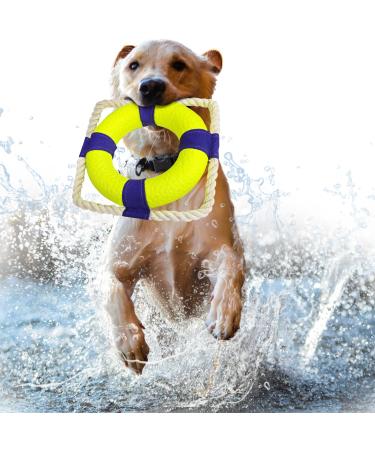 Dog toy Frisbee Dog water toys indestructible dog frisbee ring with dog -rope interactive toy dog play stuff for small medium and large dogs (swimming ring)