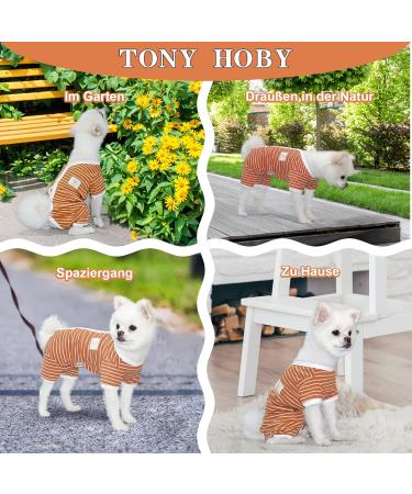 Tony Hoby Striped Dog Shirt - Soft & Breathable 4-Legged T-Shirt for Small to Large Dogs - Girl's Orange Size M - International Shipping Available - Buy Online on GoSupps.com