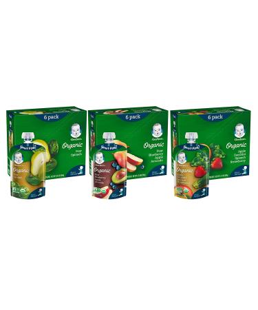 Gerber Organic 2nd Foods Baby Purees Variety Pack - 18 Count, 3.5 oz Fruit & Veggies - Buy Online on GoSupps.com
