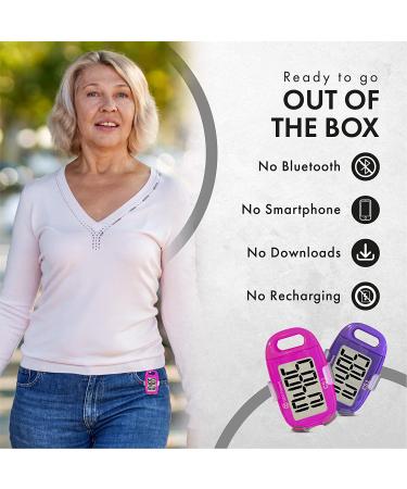 OZO Fitness CS1 Pink Easy Pedometer - Large Display Step Counter for Walking with Clip and Lanyard - Buy Online on GoSupps.com