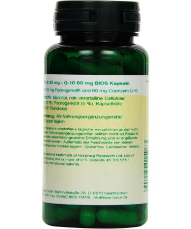 Bios Pycnogenol 30 mg & Coenzyme Q10 60 mg - 100 Capsules | International Shipping Available - Buy Online on GoSupps.com