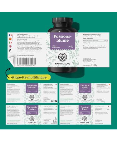 Nature Love Passion Flower Extract 240 Capsules in 4 Months 750mg of 5:1 Extract (corresponds to 3750mg of Passion Flower per day with no unwanted additives high dose vegan - Buy Online on GoSupps.com