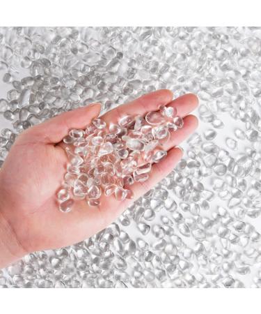 Hisredsun 1 kg of clear glass stones 6 9 mm crystal stones small glass pebble stones for aquariums flowerpot landscaping vase filler 6-9mm 0.95kg clear