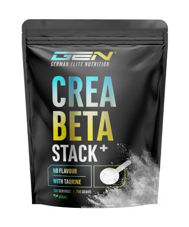 GEN GERMAN ELITE NUTRITION Creatine Beta Alanine Stack - 750g powder - creatine monohydrate + beta-alanine + L-taurine - high-quality micronized creatine - optimal dosage vegan