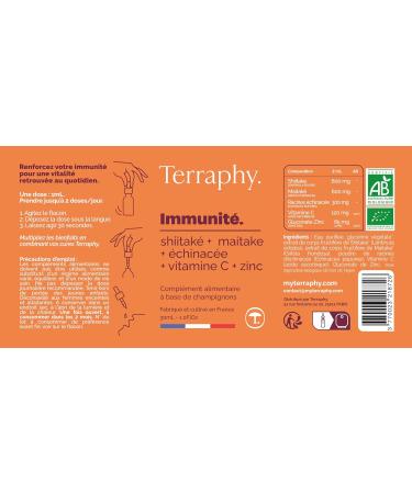  Terraphy Shiitake Maitake Echinacea Vitamin C & Zinc - 30-Day Mushroom-Based Immunity Treatment - Strengthens Natural Defenses and Vitality - Ultra-Effective Organic Liquid Formula - Made in France - Buy Online on GoSupps.com