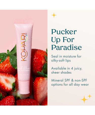 Kopari Lip Love Moisture Balm in Pink Strawberry SPF 30-100% Mineral Zinc Oxide Lip Sunscreen, Ceramide Hydrating Tinted Lip Balm, Clean Vegan & Reef-Friendly, 0.35 oz - Buy Online on GoSupps.com