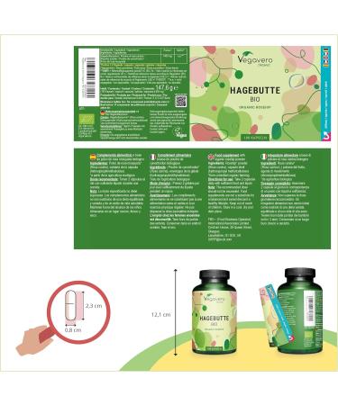 Organic Hip Capsules 1400mg | Vegan Rosehip Powder | EU Certified | Lab Tested | 180 Capsules - Vegavero  - Buy Online on GoSupps.com