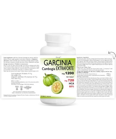 GARCINIA CAMBOGIA EXTRAFORTE 1200mg per tablet - 30 tablets - 100% PURE (720mg HCA per tablet) 100% NATURAL ITALIAN PRODUCT - Buy Online on GoSupps.com