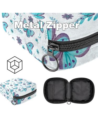 Blue Butterflies Menstrual Cup Storage Bag | Women s Travel Makeup Organizer | High Capacity Bandage Tote - Buy Online on GoSupps.com