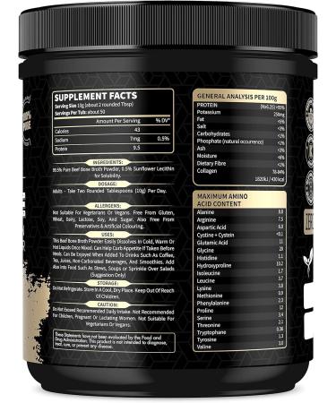 Euphoria Bliss Bone Broth Powder 500g - Grass Fed, Hormone-free, Unflavoured High Grade Beef Bone Broth | Kosher & Halal Certified - Buy Online on GoSupps.com