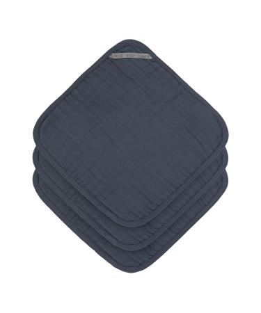 L ssig 1312016401 Muslin Washcloth Set 3 Navy blue 35 g