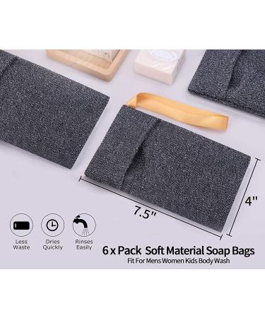 6-Pack Soap Savers Exfoliating Pouch | Body Scrubber Sponge for Bath/Shower | Gray Mesh Soap Foam Lather Bags - Buy Online on GoSupps.com
