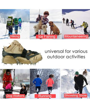 Ykall Ice Cleats Traction Snow Grips with 25 Stainless Steel Spikes - Anti Slip for Men, Women, and Kids - Ideal for Hiking, Fishing, Walking, Climbing - Large Size for Mountaineering - Buy Online on GoSupps.com