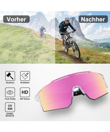 Duduking UV 400 Sports Sunglasses for Men & Women - Water Transfer Printing Cycling Glasses for Outdoor Sports Golf & Baseball (Pink) - Buy Online on GoSupps.com