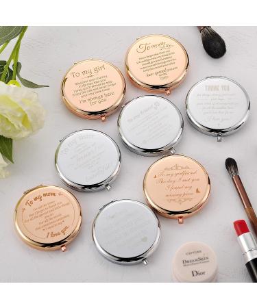 Sister Gifts: Silver Compact Mirror for Bridesmaid, Wedding Day Gift - 2.6 inch Round Folding Handheld Mirror with 1x/2x Magnification - Buy Online on GoSupps.com