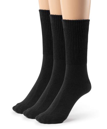 Silky Toes 3 or 6 Pack Women s Bamboo Diabetic Seamless Soft Non-Binding Crew Socks Also Available In Plus Sizes 9-11 (Average) Black -3 Pairs