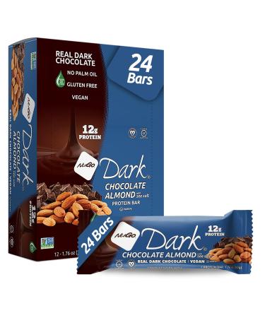 NuGo Dark Chocolate Almond with Sea Salt 12g Protein Bar Vegan Gluten Free Non-GMO Kosher Pareve 24 Count Chocolate Almond with Sea Salt 24 Count (Pack of 1)