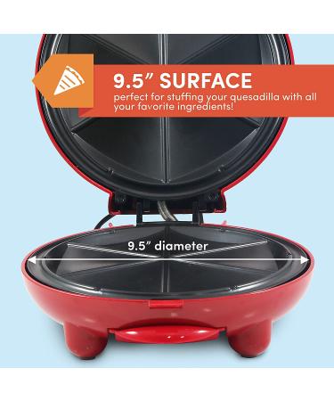 Elite Gourmet EQD413 Non-Stick Electric Quesadilla Maker 6-Wedge Easy-Slice Grilled Cheese 8 Inch Red - Buy Online on GoSupps.com