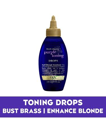 OGX Blonde Enhance + Purple Toning Drops - 4oz for Personalized Blonde Toning on Silver, Pre-lightened, and Natural Hair | With Keratin, Sulfate & Paraben Free - Buy Online on GoSupps.com