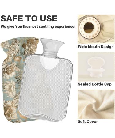 Naanle Flowers Bird Hot Water Bottle - 1L Transparent Heat Therapy for Pain Relief | Warm & Cold Use for Bed & Hand/Foot - Buy Online on GoSupps.com