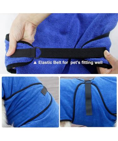  BB Extra Absorbent Dog Towel - Fast Drying Cat Bath Towel with Adjustable Straps - Blue | International Shipping Available - Buy Online on GoSupps.com
