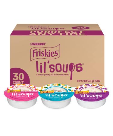 Friskies Purina Wet Cat Food Complement Lil' Soups Lil' Soups NEW! Variety Pack 30 ct (30) 1.2 oz Cups